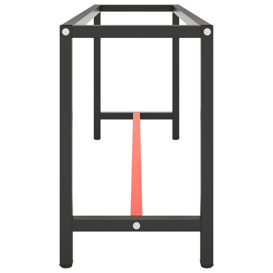 Werkbankframe Metaal Matzwart En Matrood 190 x 50 x 79 cm Met 1 stang
