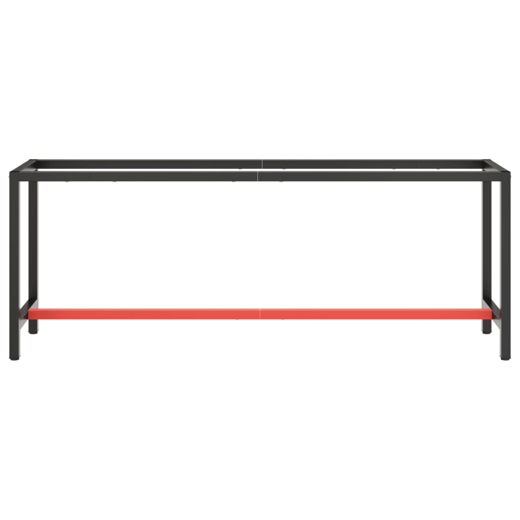Werkbankframe Metaal Matzwart En Matrood 210 x 50 x 79 cm Met 1 stang