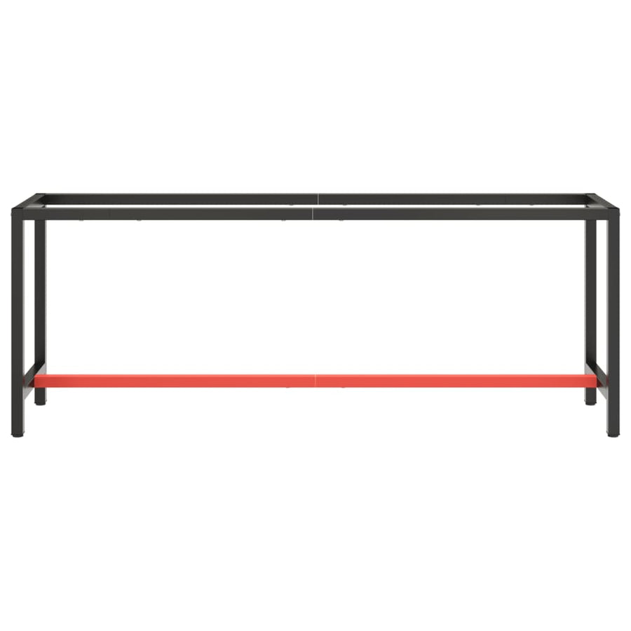 Werkbankframe Metaal Matzwart En Matrood 210 x 50 x 79 cm Met 1 stang