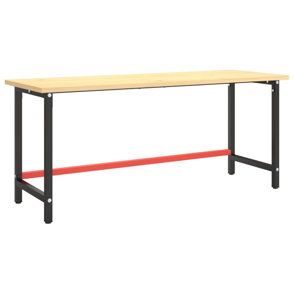 Werkbankframe Metaal Matzwart En Matrood 180 x 57 x 79 cm Met 1 stang