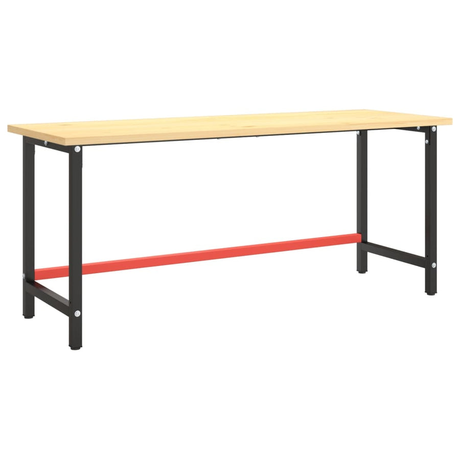 Werkbankframe Metaal Matzwart En Matrood 180 x 57 x 79 cm Met 1 stang