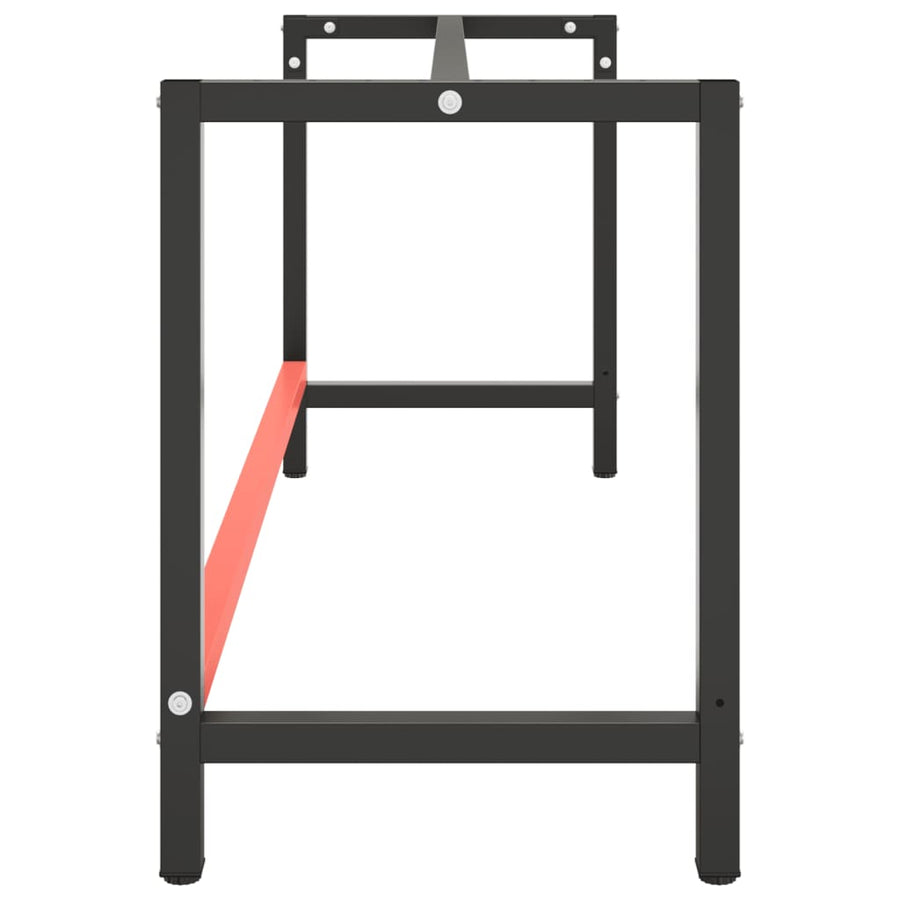 Werkbankframe Metaal Matzwart En Matrood 180 x 57 x 79 cm Met 1 stang