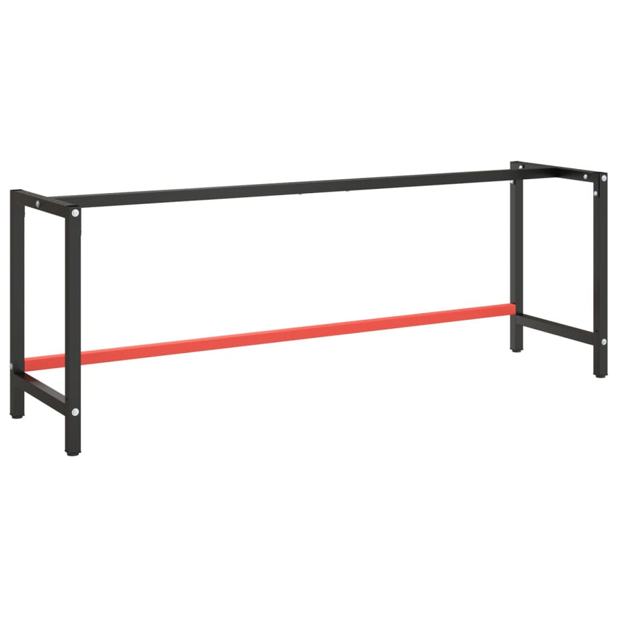 Werkbankframe Metaal Matzwart En Matrood 220 x 57 x 79 cm Met 1 stang