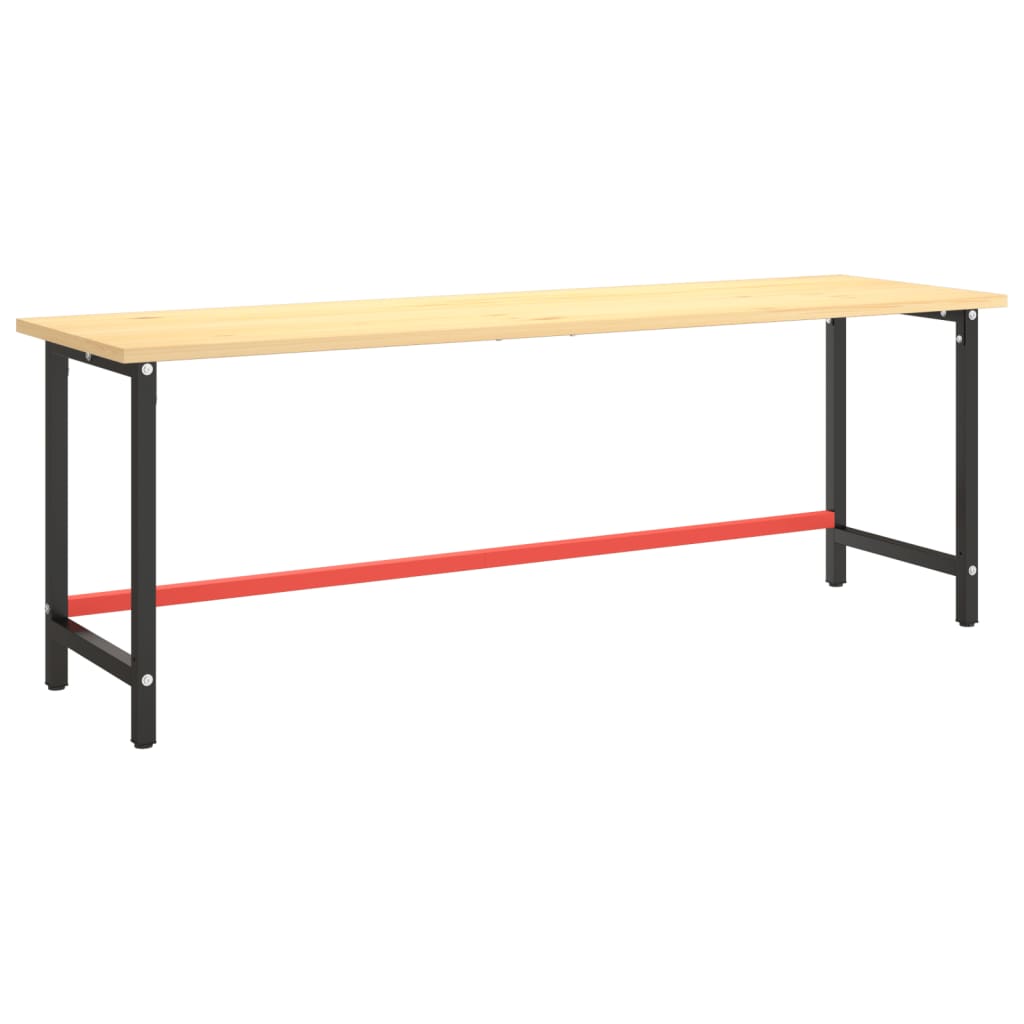 Werkbankframe Metaal Matzwart En Matrood 220 x 57 x 79 cm Met 1 stang