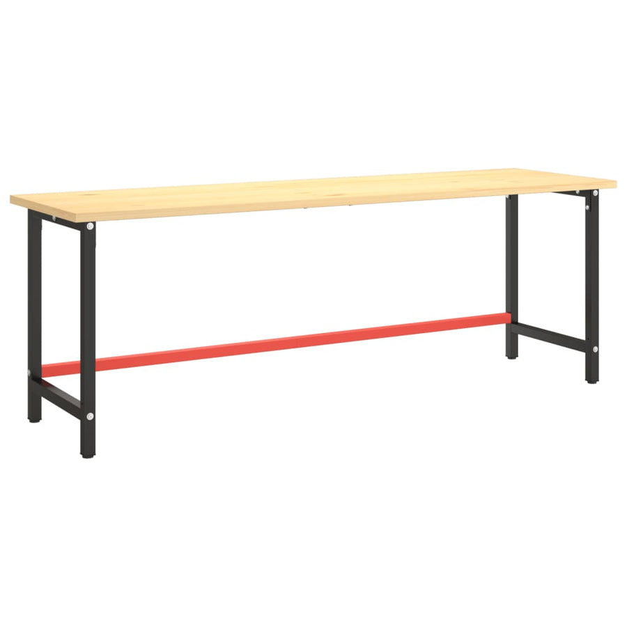 Werkbankframe Metaal Matzwart En Matrood 220 x 57 x 79 cm Met 1 stang