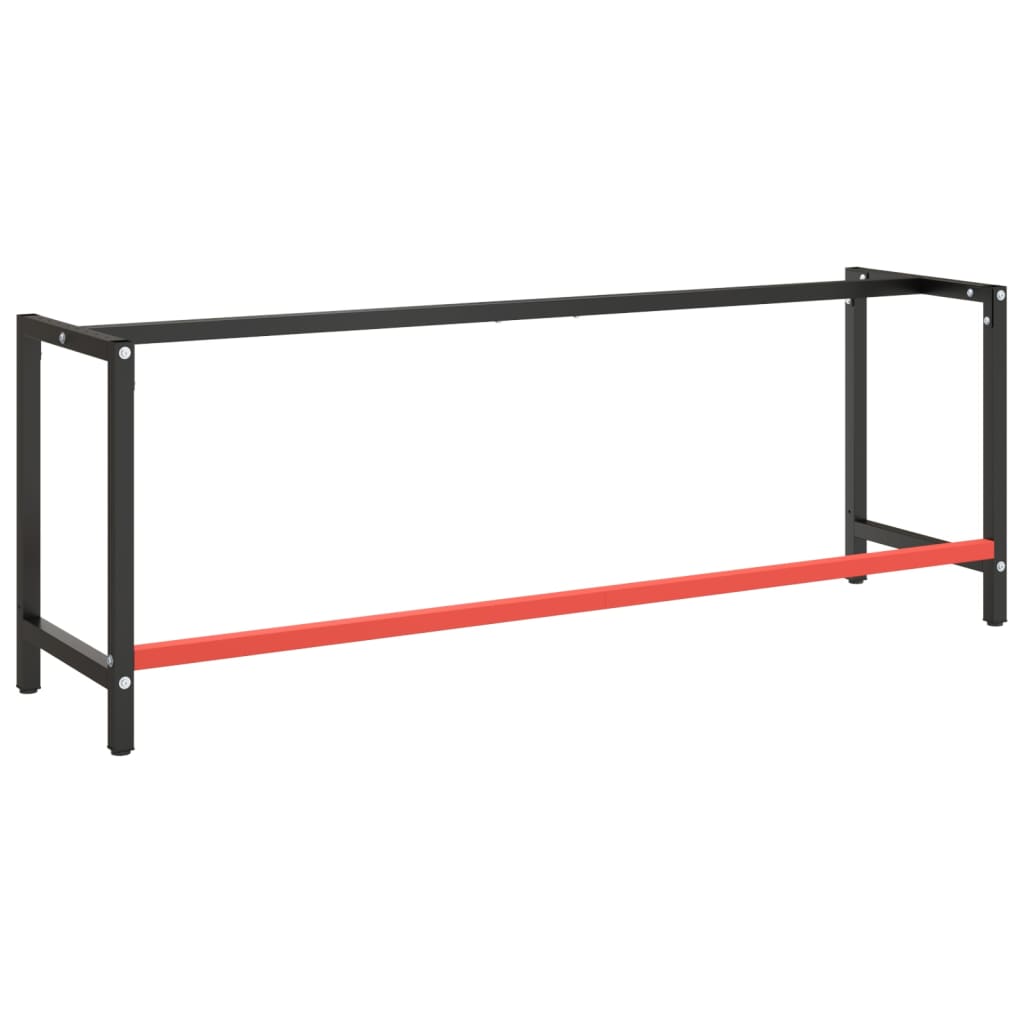 Werkbankframe Metaal Matzwart En Matrood 220 x 57 x 79 cm Met 1 stang