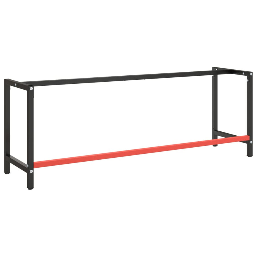 Werkbankframe Metaal Matzwart En Matrood 220 x 57 x 79 cm Met 1 stang