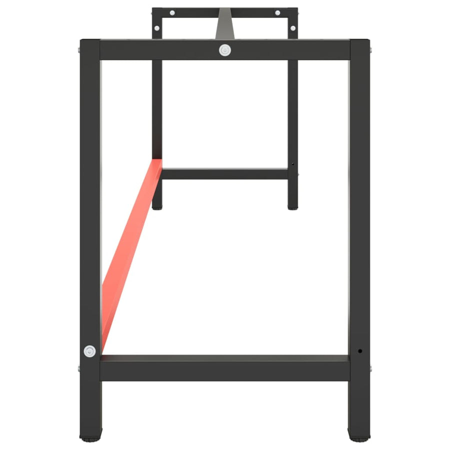 Werkbankframe Metaal Matzwart En Matrood 220 x 57 x 79 cm Met 1 stang
