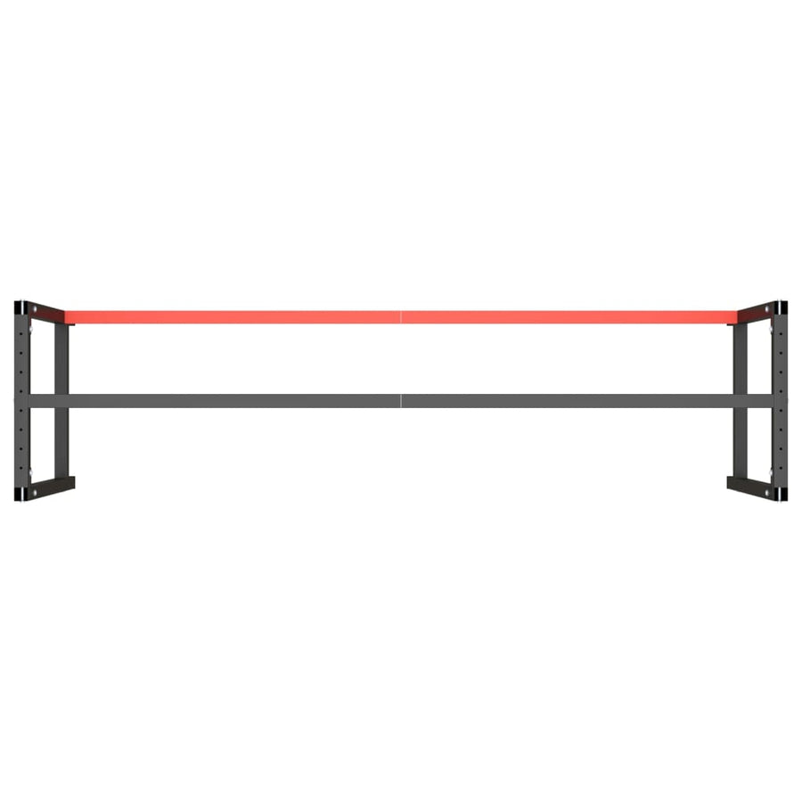 Werkbankframe Metaal Matzwart En Matrood 220 x 57 x 79 cm Met 1 stang