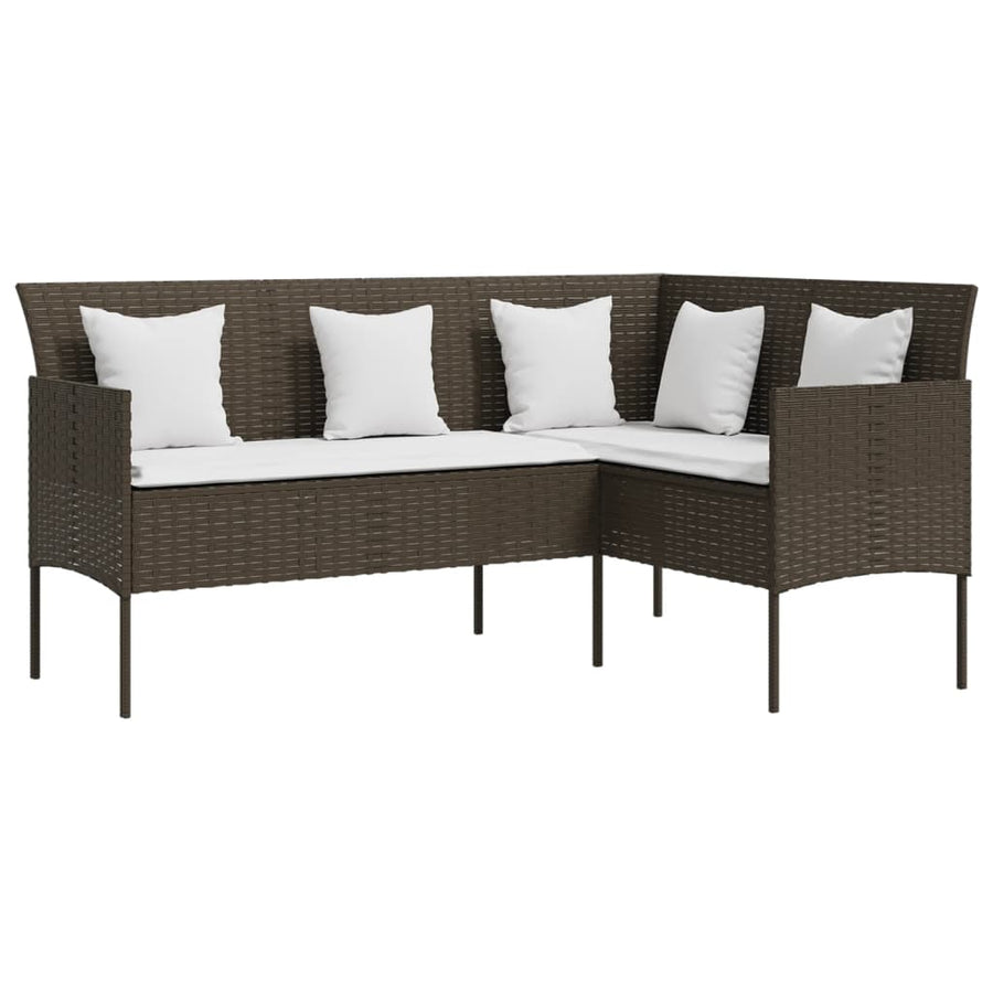 -Delige Loungeset Met Kussens L-Vormig Poly Rattan Bruin