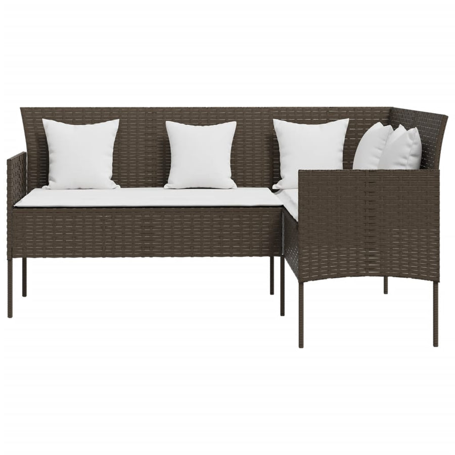 -Delige Loungeset Met Kussens L-Vormig Poly Rattan Bruin