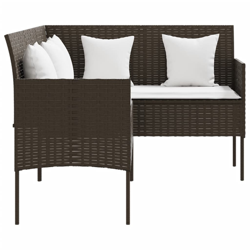 -Delige Loungeset Met Kussens L-Vormig Poly Rattan Bruin