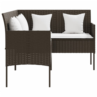 -Delige Loungeset Met Kussens L-Vormig Poly Rattan Bruin