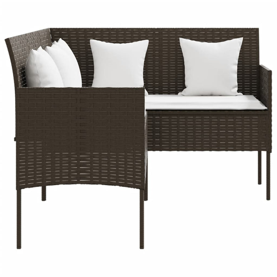 -Delige Loungeset Met Kussens L-Vormig Poly Rattan Bruin