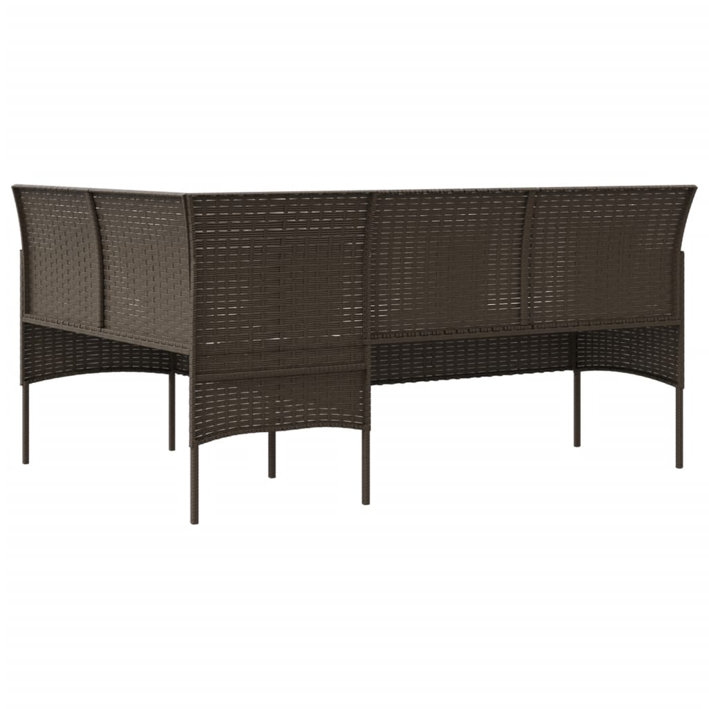 -Delige Loungeset Met Kussens L-Vormig Poly Rattan Bruin