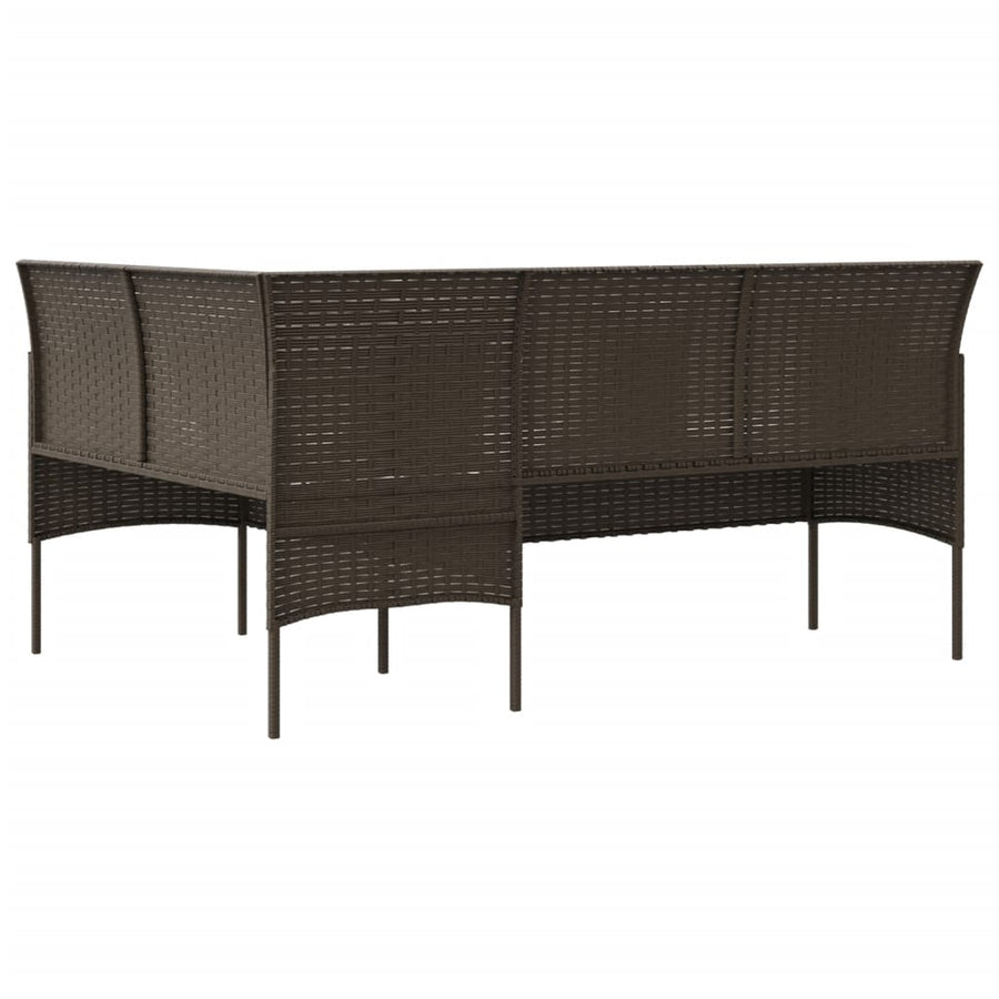 -Delige Loungeset Met Kussens L-Vormig Poly Rattan Bruin