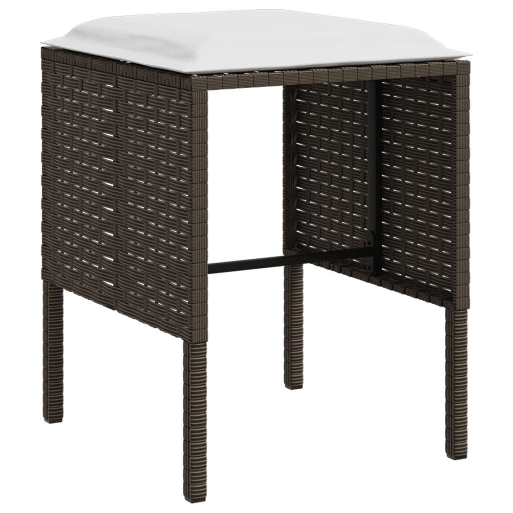 -Delige Loungeset Met Kussens L-Vormig Poly Rattan Bruin