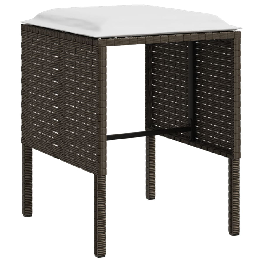 -Delige Loungeset Met Kussens L-Vormig Poly Rattan Bruin