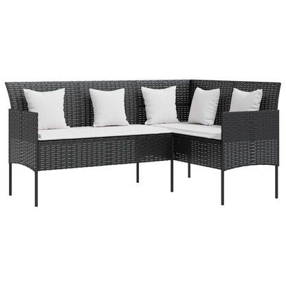 -Delige Loungeset Met Kussens L-Vormig Poly Rattan Zwart