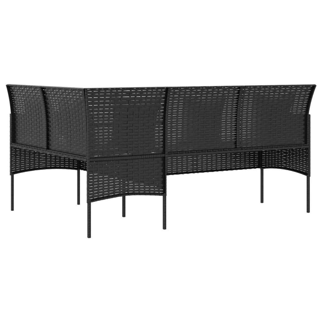 -Delige Loungeset Met Kussens L-Vormig Poly Rattan Zwart