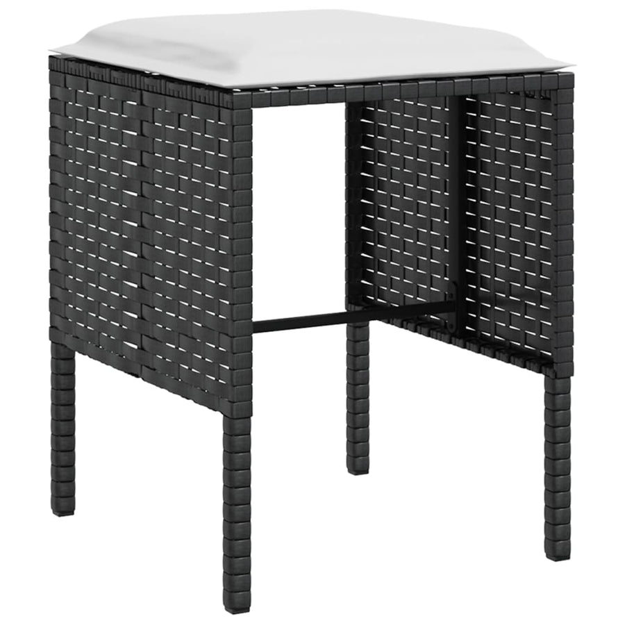 -Delige Loungeset Met Kussens L-Vormig Poly Rattan Zwart