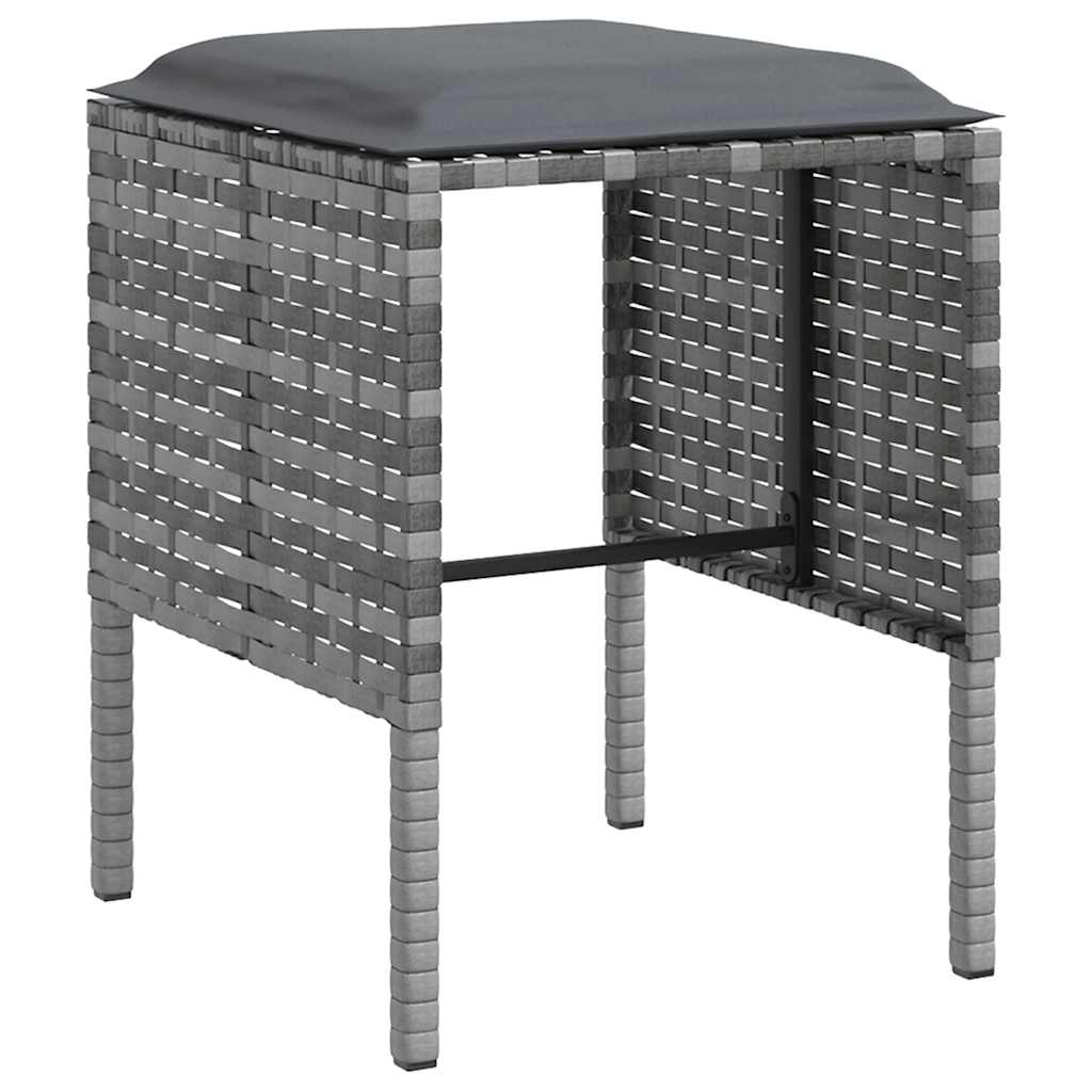 Loungeset Met Kussens L-Vormig Poly Rattan Grijs