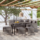 -Delige Loungeset Met Kussens L-Vormig Poly Rattan Grijs