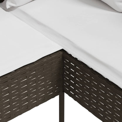 Loungebank Met Kussens L-Vormig Poly Rattan Bruin
