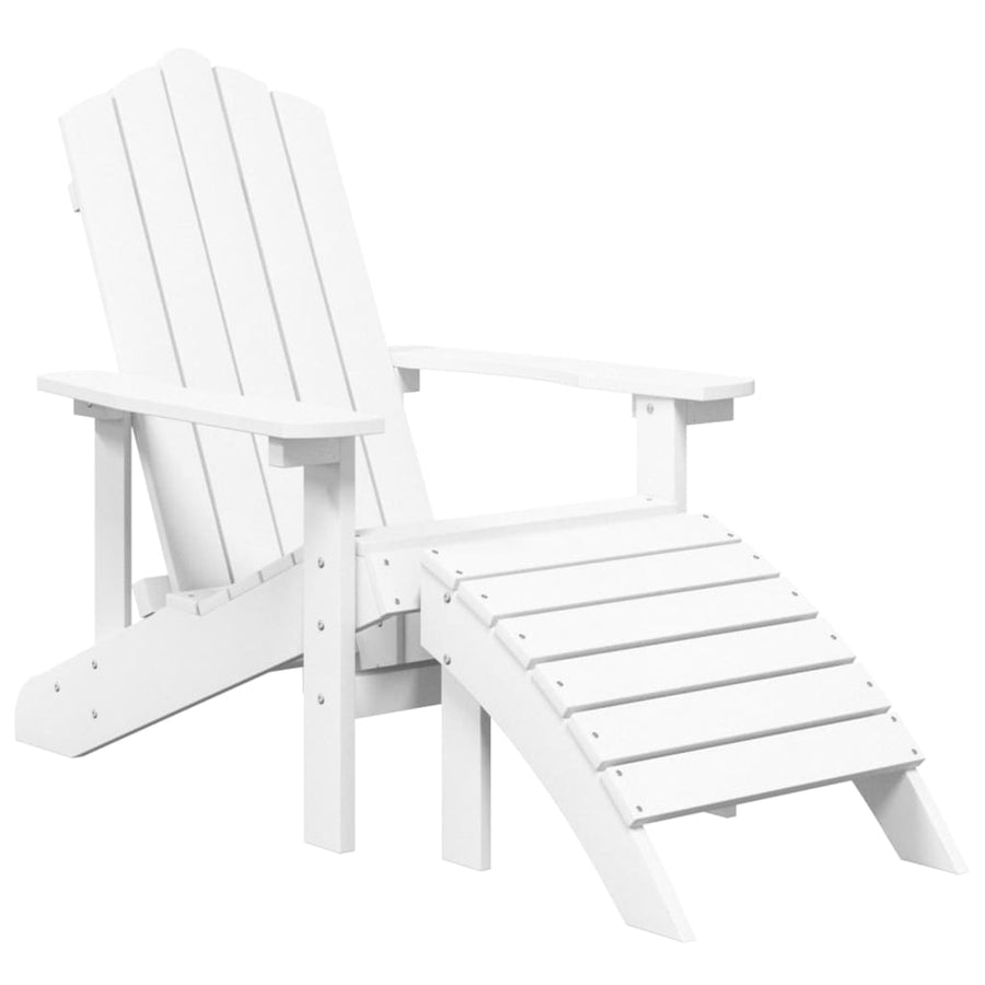 Tuinstoel Adirondack Met Voetenbank Hdpe Wit Fauteuil + voetensteun