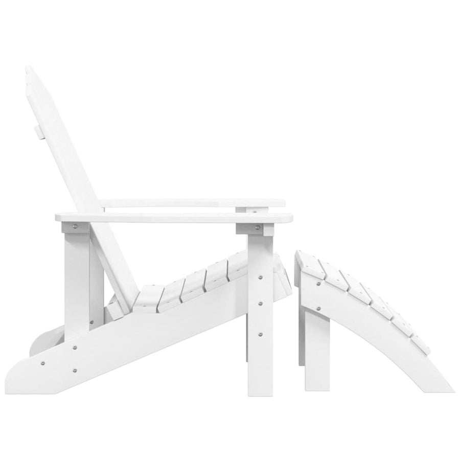 Tuinstoel Adirondack Met Voetenbank Hdpe Wit Fauteuil + voetensteun