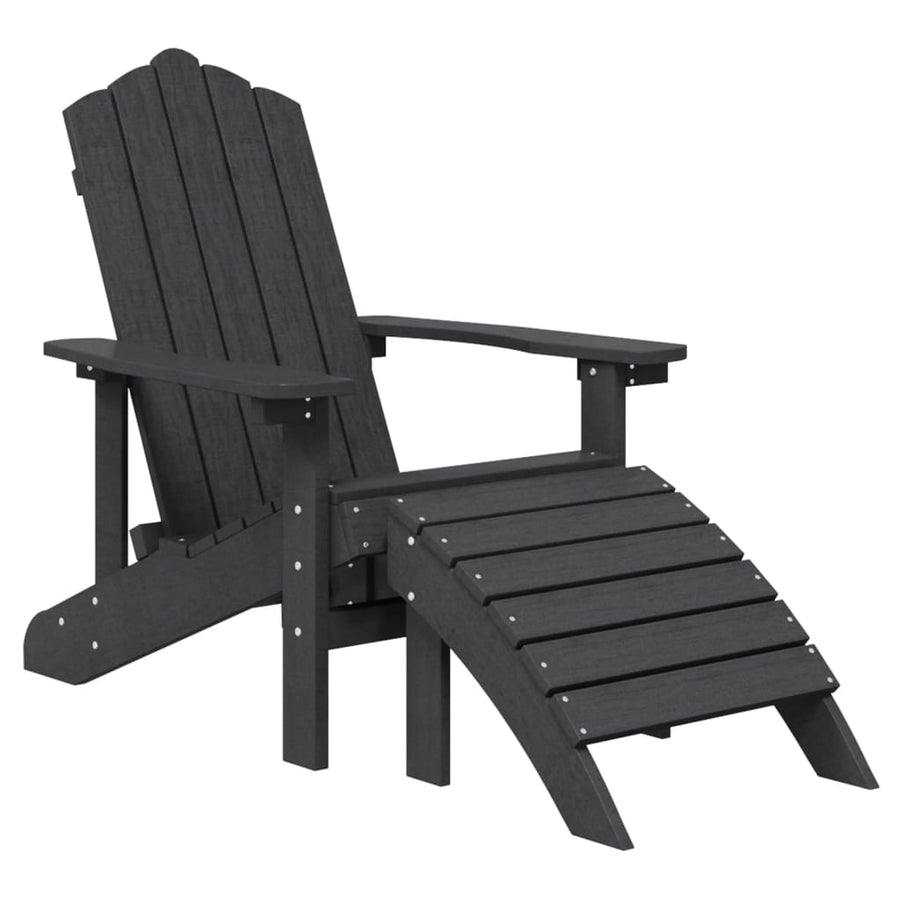 Tuinstoel Adirondack Met Voetenbank Hdpe Kleurig Antraciet Fauteuil + voetensteun