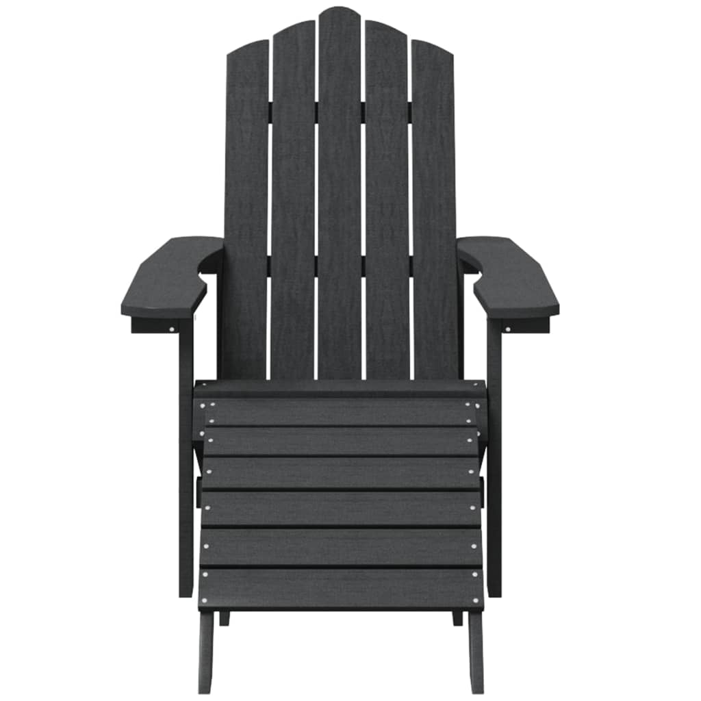 Tuinstoel Adirondack Met Voetenbank Hdpe Kleurig Antraciet Fauteuil + voetensteun