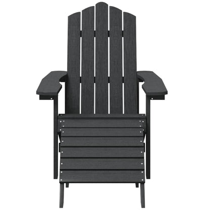 Tuinstoel Adirondack Met Voetenbank Hdpe Kleurig Antraciet Fauteuil + voetensteun