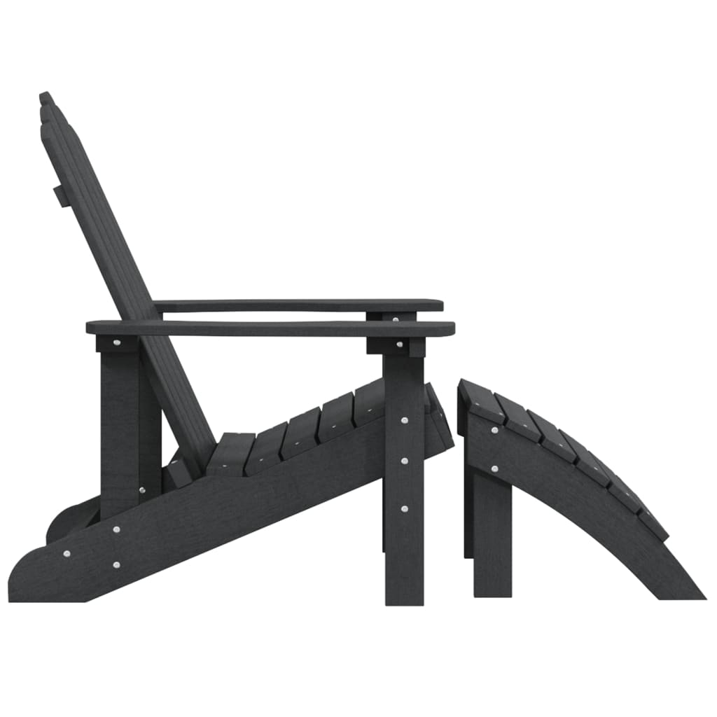 Tuinstoel Adirondack Met Voetenbank Hdpe Kleurig Antraciet Fauteuil + voetensteun