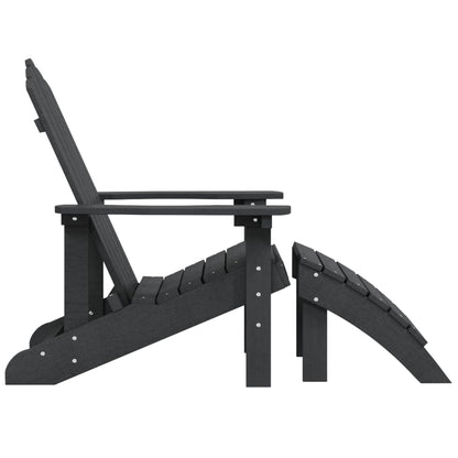 Tuinstoel Adirondack Met Voetenbank Hdpe Kleurig Antraciet Fauteuil + voetensteun