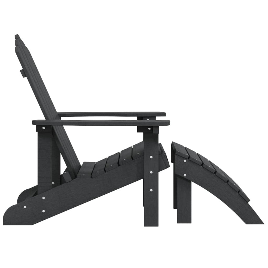 Tuinstoel Adirondack Met Voetenbank Hdpe Kleurig Antraciet Fauteuil + voetensteun