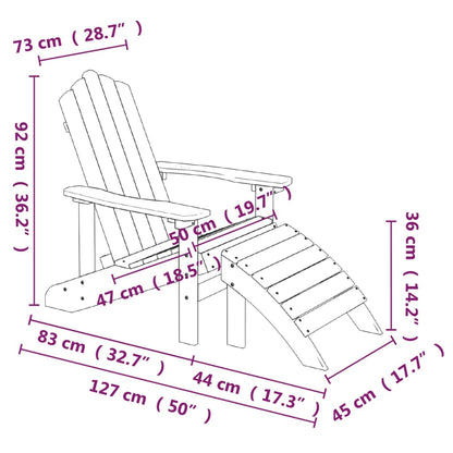 Tuinstoel Adirondack Met Voetenbank Hdpe Kleurig Antraciet Fauteuil + voetensteun