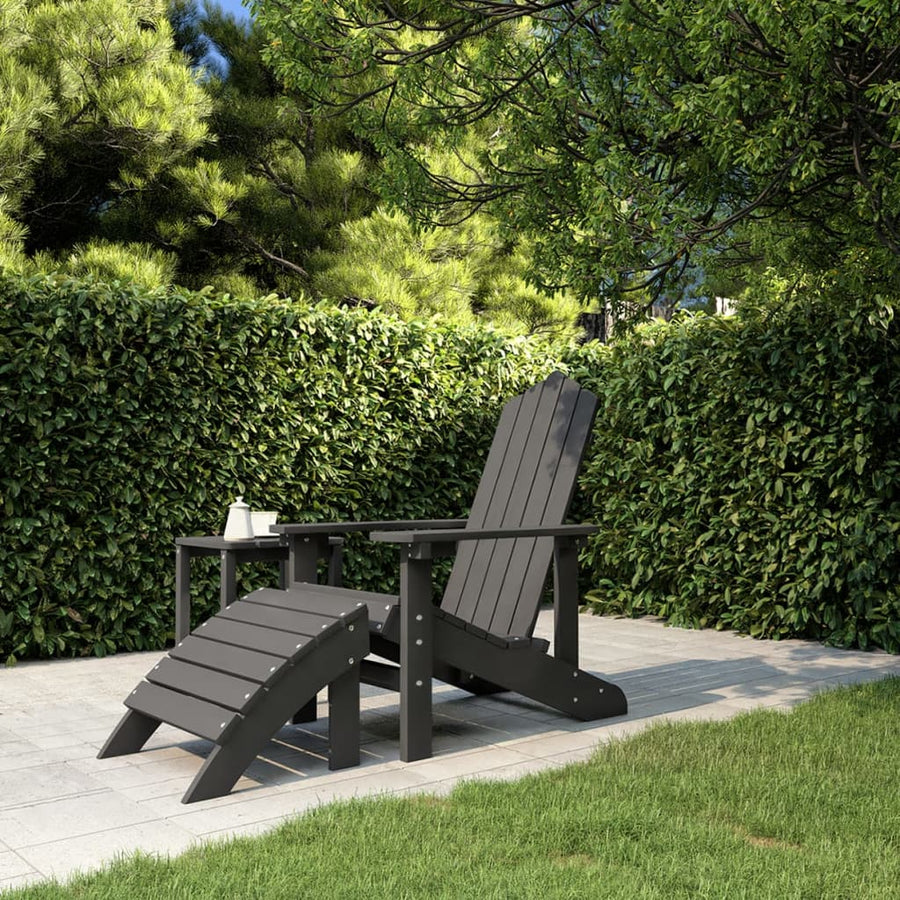 Tuinstoel Adirondack Met Voetenbank Hdpe Kleurig Antraciet Fauteuil + voetensteun
