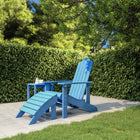 Adirondack Chair with Ottoman HDPE Aqua Blue 1
