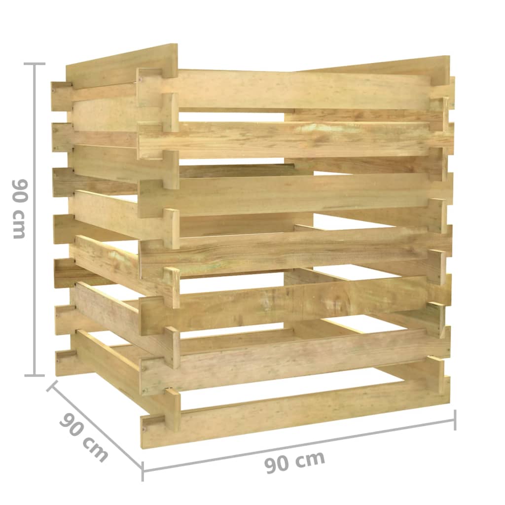 Tuincompostbak Gelat Geïmpregneerd Grenenhout 90 x 90 x 90 cm