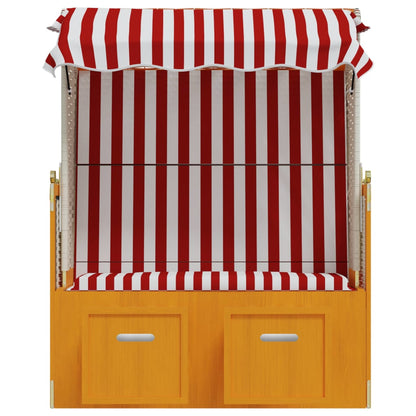 Strandstoel Met Luifel Poly Rattan En Massief Hout Rood en wit