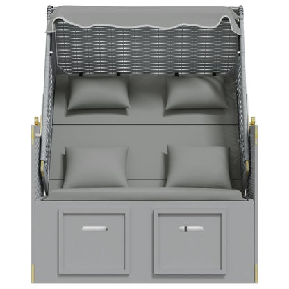 Strandstoel Met Kussens Poly Rattan En Massief Hout Grijs