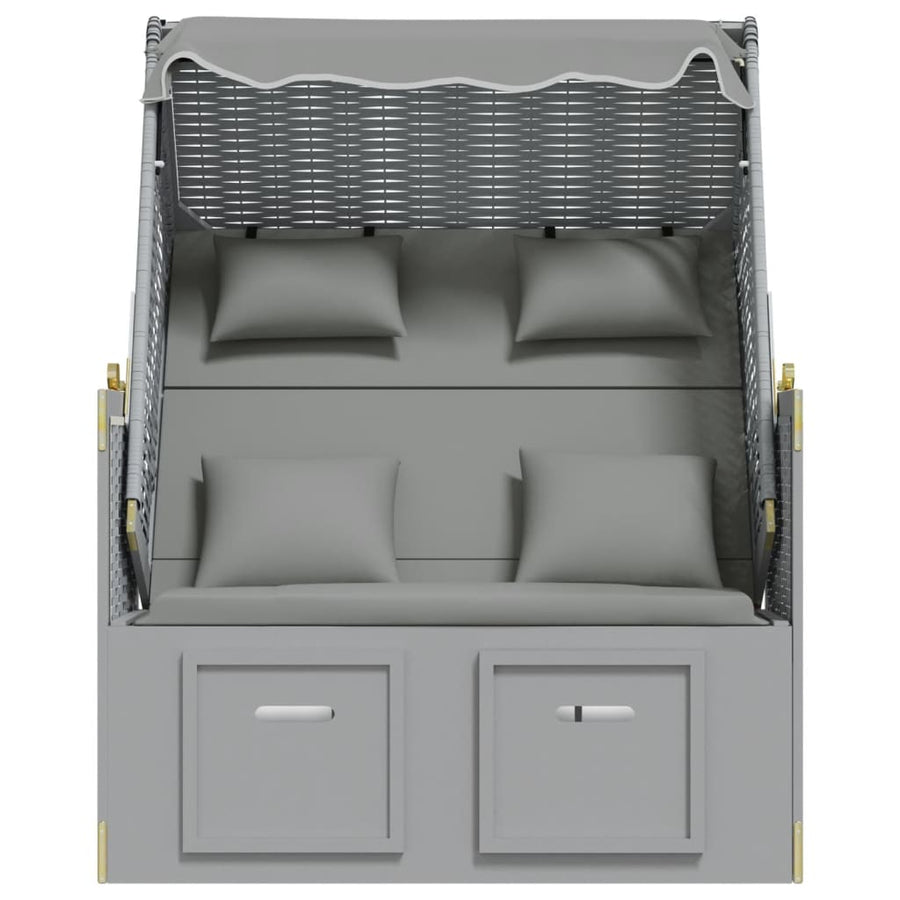 Strandstoel Met Kussens Poly Rattan En Massief Hout Grijs