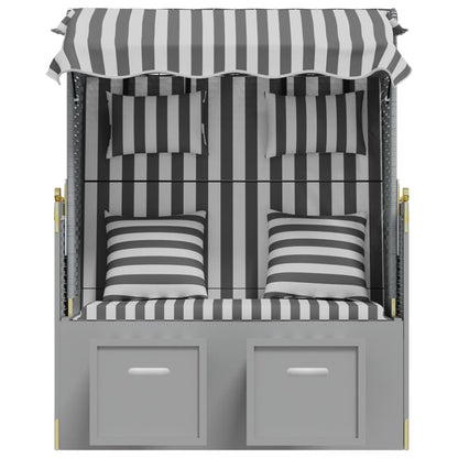 Strandstoel Met Kussens Poly Rattan En Massief Hout Grijs en wit