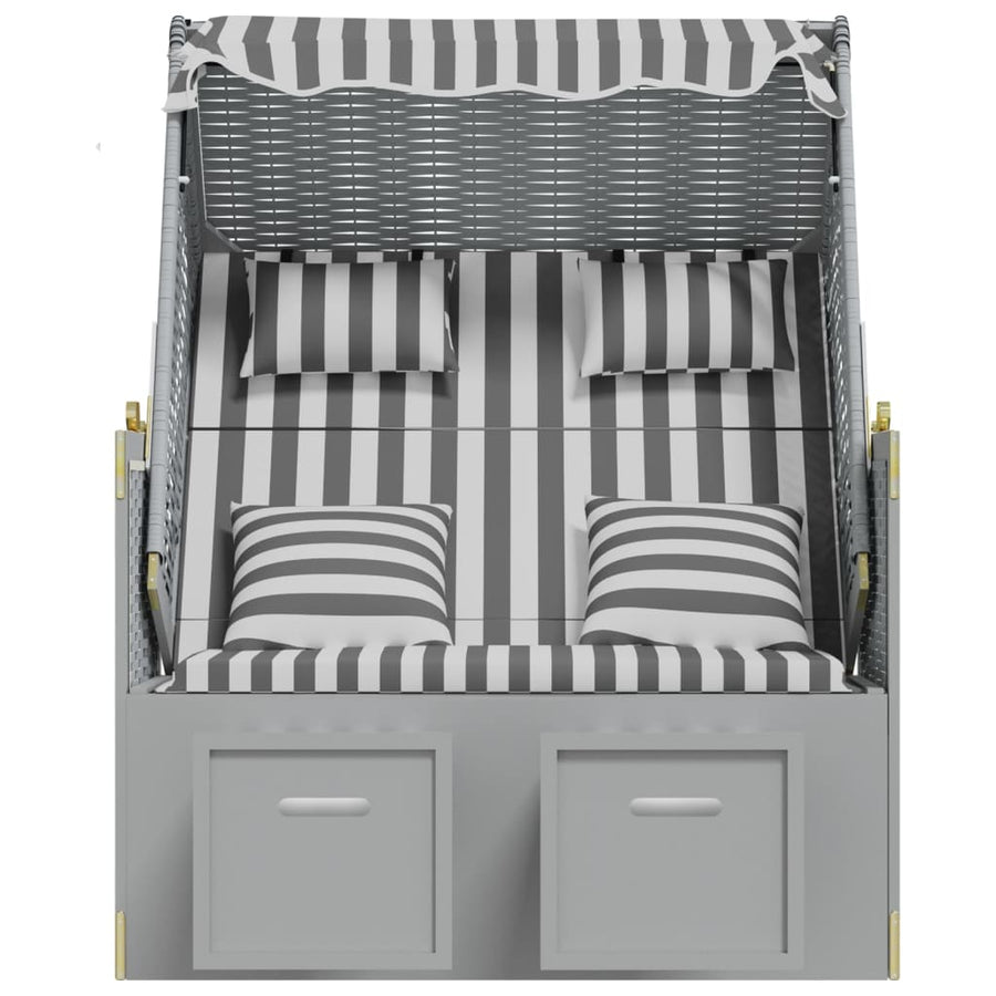 Strandstoel Met Kussens Poly Rattan En Massief Hout Grijs en wit