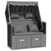 Strandstoel Met Kussen Poly Rattan En Hout Antraciet en zwart