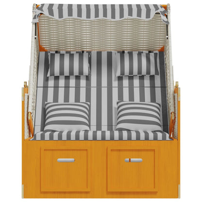 Strandstoel Met Kussens Poly Rattan En Hout Wit en grijs
