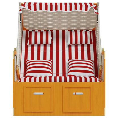 Strandstoel Met Kussens Poly Rattan En Hout Rood en wit