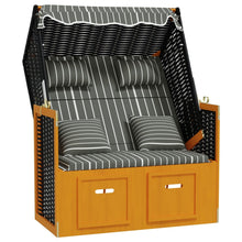 Strandstoel Met Kussens Poly Rattan En Hout Zwart en grijs