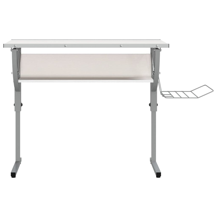Tekentafel 110X53X(58-87) Cm Bewerkt Hout En Staal Wit/Grijs